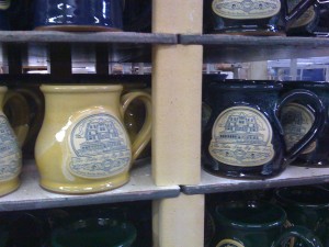 yellow and blue mug 