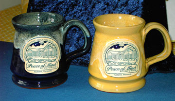 both.ft 12 oz. Footed Mugs Navy/Dijon/White & Lt.Dijon/Dijon/White